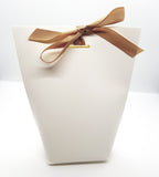 White Cardboard Bag with Bronze Ribbon